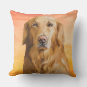 Coussin Golden Retriever Dog Water Color Art Peinture à l'
