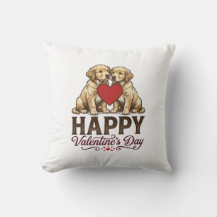 Coussin Golden Retriever Joyeuse Saint-Valentin