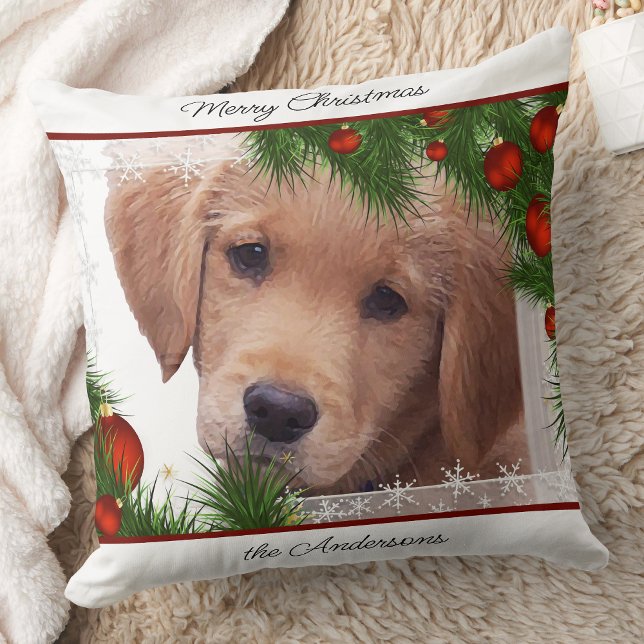 Coussin Golden Retriever Joyeux Noël - mignon chien (Créateur téléchargé)