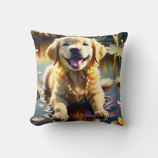 Coussin Golden Retriever souriant