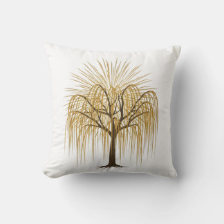 Coussin Golden Weeping Willow Tree Illustration