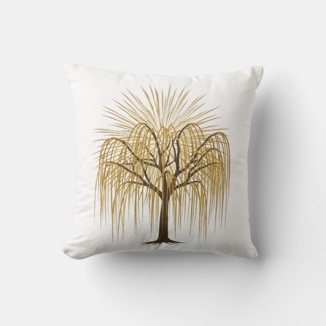 Coussin Golden Weeping Willow Tree Illustration (Recto)