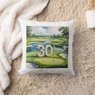 Coussin Golf 30e anniversaire sur terrain de golf