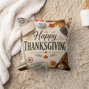 Coussin Golf Joyeux Thanksgiving à thème