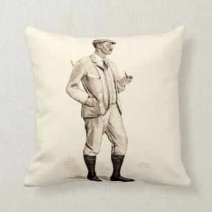 Coussin Golfeur vintage avec le tuyau et les bottes de