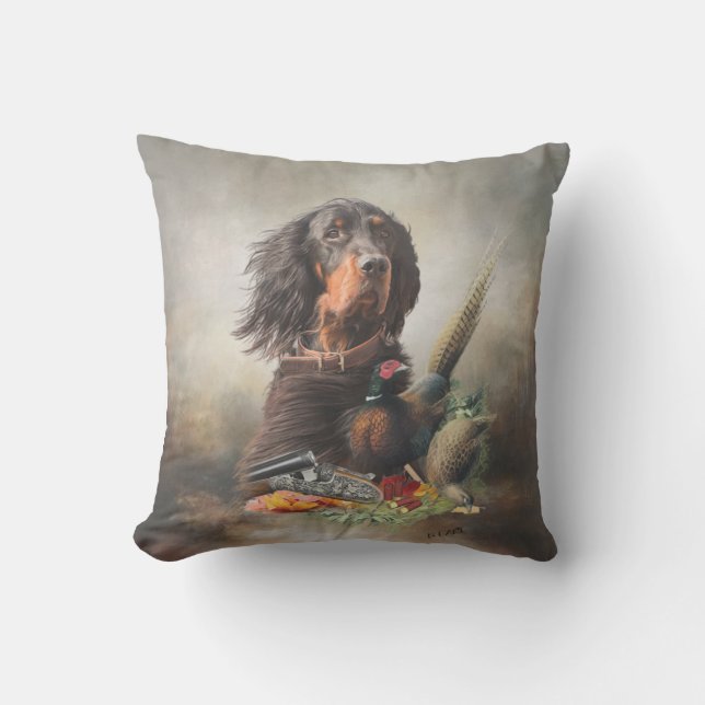 Coussin Gordon setter avec faisans, Art (Recto)