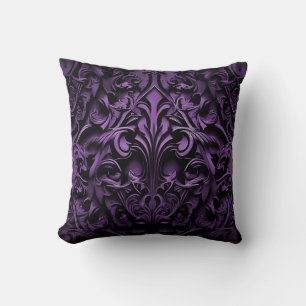 Coussin Goth Gothique Design noir & violet