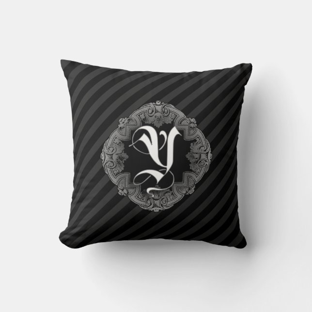 Coussin Goth initial Y Jeteur d'oreiller élégant (Recto)