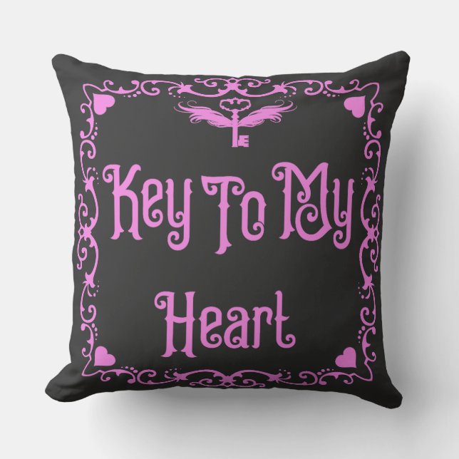 Coussin Goth Valentine Clé De Mon Coeur Rose (Recto)