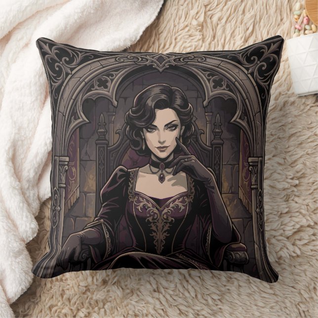 Coussin Gothic Dark Queen Vampire Royalty Fantasy Portrait (Couverture)