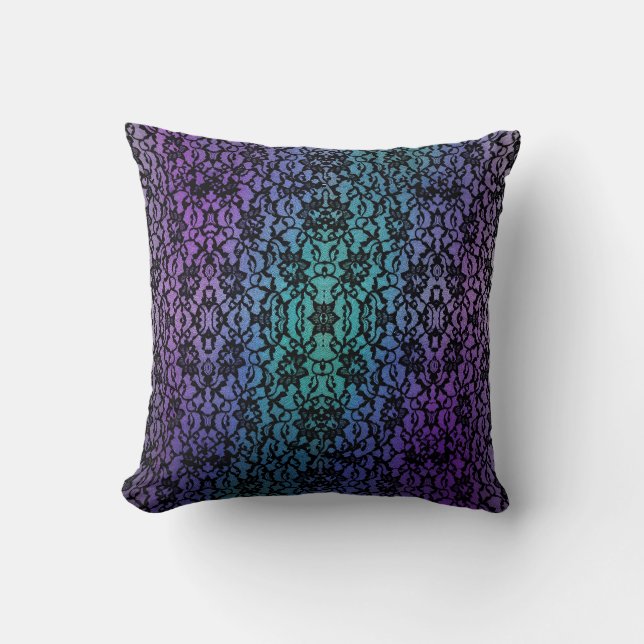 Coussin gothique de dentelle noire pourpre et (Recto)