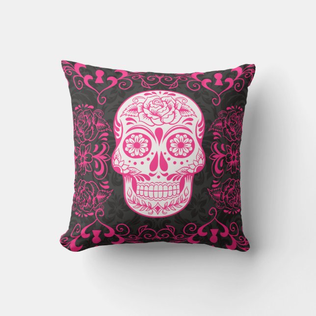 Coussin gothique de sucre de roses indien de roses (Recto)