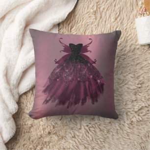 Coussin Gothique Fairy Fuchsia Gown   Punk Rock rose Magen