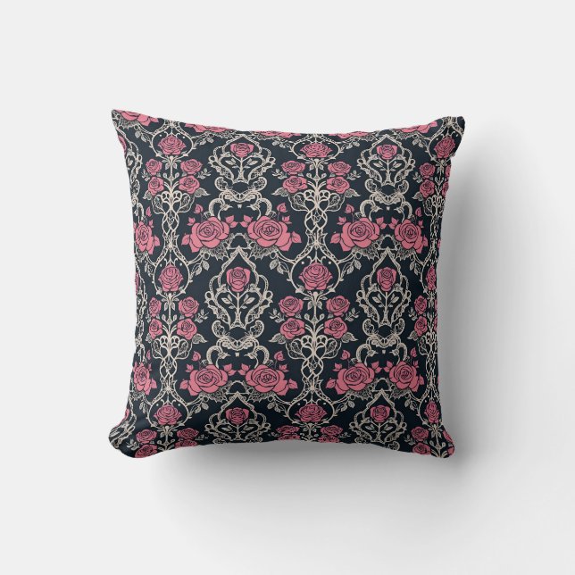 Coussin Gothique Rose Vin Jeu d'oreiller (Recto)