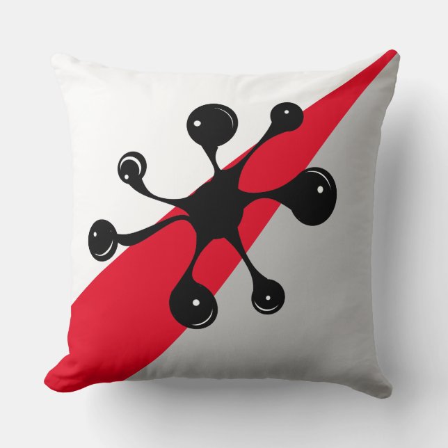 Coussin Goût noir moderne sur rouge, gris et blanc (Recto)