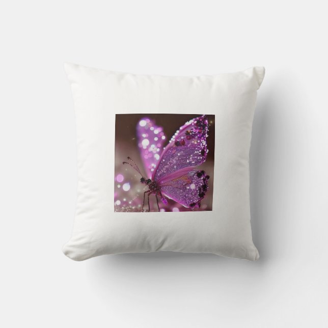 Coussin Graceful Rêve Le Papillon Violet Enchantant. (Recto)
