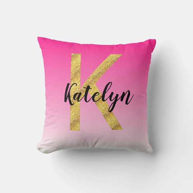 Coussin Gradient rose initial de la lettre K de parties (Recto)