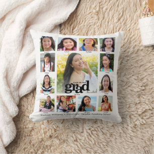 Coussin Graduation Blanc Noir K-12 Photo moderne Collage