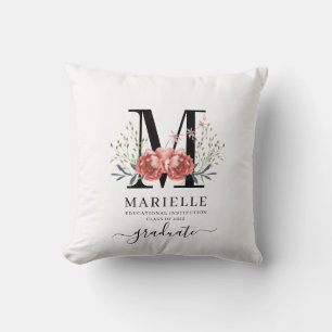 Coussin Graduation florale monogramme