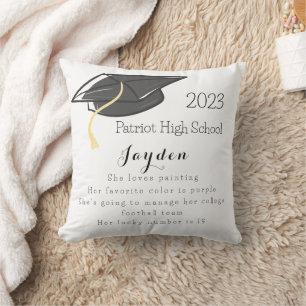 Coussin Graduation Fun Facts Grad Casquette Custom Thlow P
