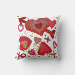 Coussin Graffiti Love Ados Jeter Oreiller, Rose