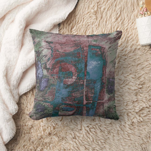 Coussin Graffiti peint Grunge | Taupe bleu rouille (Couverture)