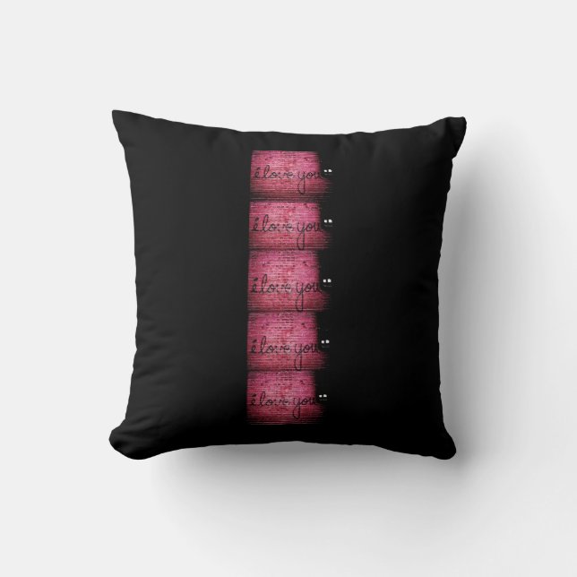 Coussin Graffiti rose chaud mur d'amour (Recto)