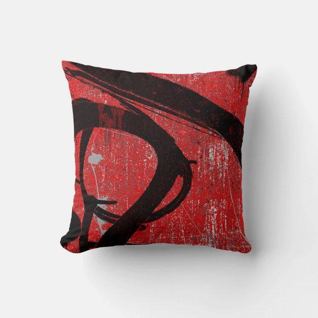 Coussin Graffiti rouge urbain frais (Recto)