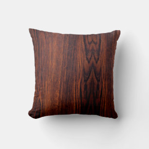Coussin Graine de bois foncé en acajou   motif en bois bru