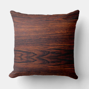 Coussin Graine de bois foncé en acajou   motif en bois bru