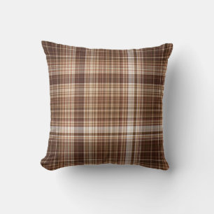 Coussin Graines et noix carreaux marron et blanc