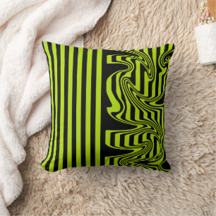 Coussin Graines et torrents - Lime vert et noir