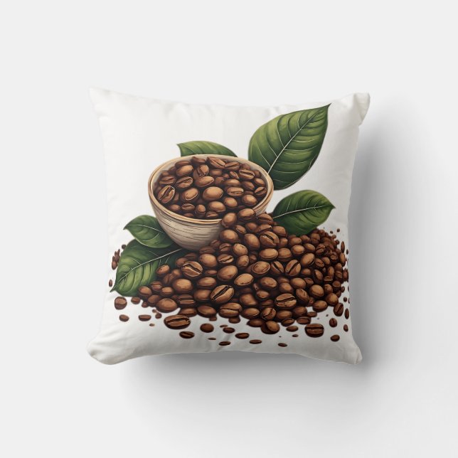 Coussin Grains de café et feuilles (Recto)