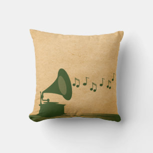 Coussin Gramophone Vintage vert