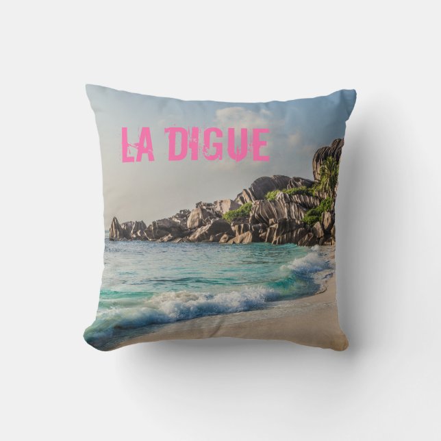 Coussin Grand Anse Seychelles La Digue Beach cadeau (Recto)