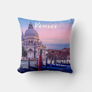 Coussin Grand Canal avec gondoles et église à Venise