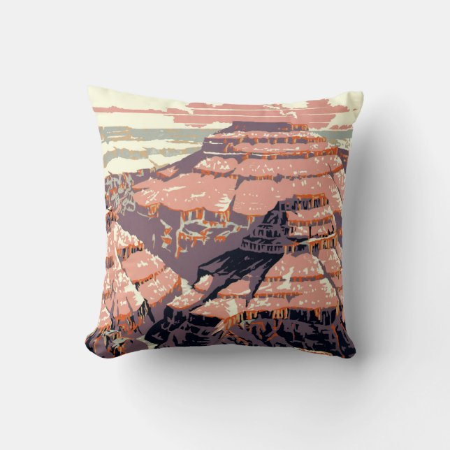 Coussin Grand Canyon Western Graphic Art American (Recto)