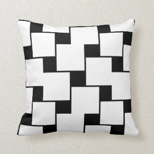 Coussin Grand carreau blanc et petit de carrés noirs