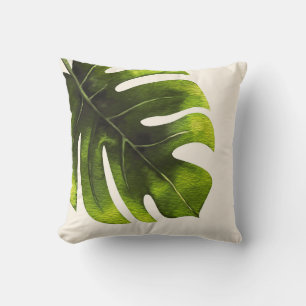 Coussin Grand feuille de palmier tropical été chic personn