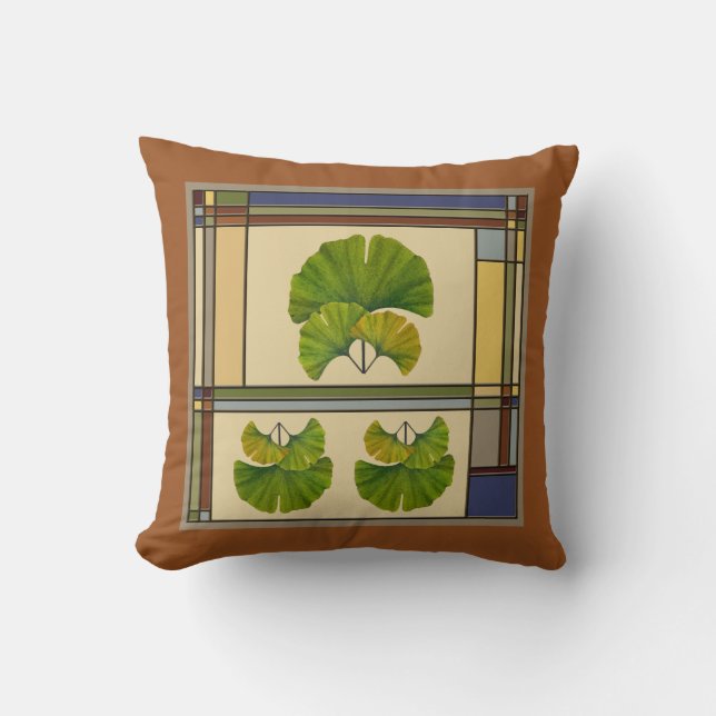 Coussin Grand Ginkgo Art pour vos Arts & Artisanat Bungalo (Recto)
