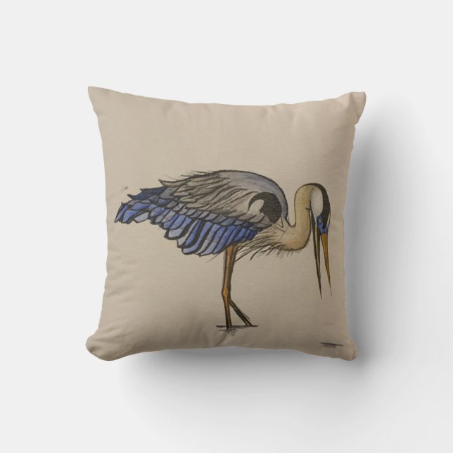 Coussin Grand Héron bleu 2 (Recto)