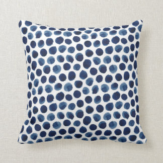 Coussin Grand indigo/motif de point bleu de polka