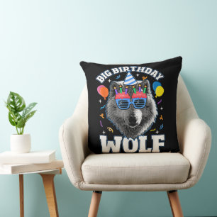 Coussin Grand Loup d'anniversaire pour les loups