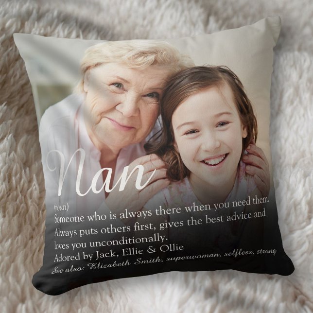 Coussin Grand-mère Définition Script Photo (Grandma, Grandmother Definition Script Photo Throw Pillow)