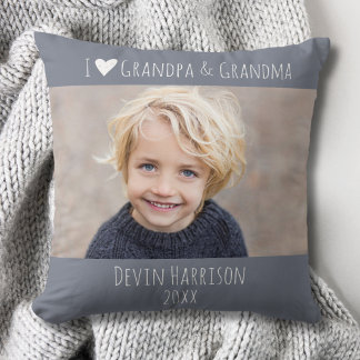 Coussin Grand-mère Grand-père Je t'aime Photo Minimaliste