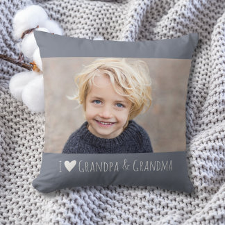 Coussin Grand-mère Grand-père Je t'aime Photo Minimaliste