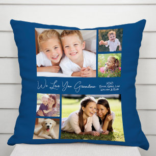 Coussin Grand-mère Nous t'aimons Photo Bleue