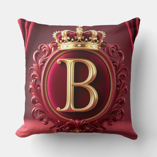 Coussin Grand monogramme B sur velours rouge (Recto)