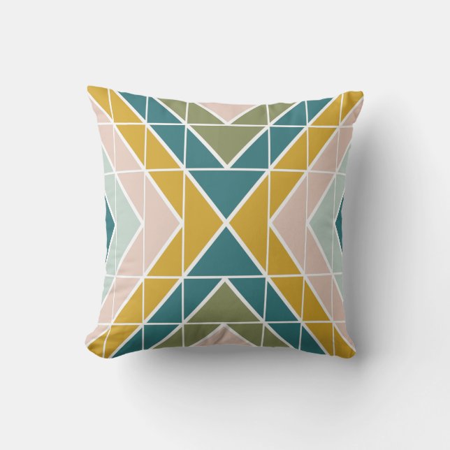 Coussin Grand Motif géométrique dans les tons pastel Earth (Recto)