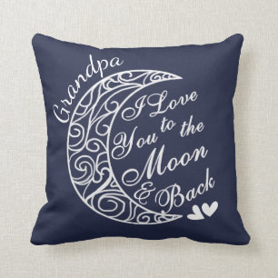 Coussin Grand-papa, j'aime U à la lune et au dos